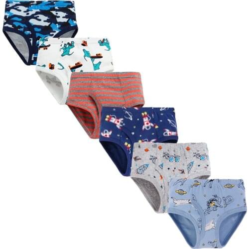 6pcs Kids Briefs Cotton Underpants for Boys Elastic Cartoon Panties Cozy Toddler Underwear Breathable Panty Shorts Reusable
