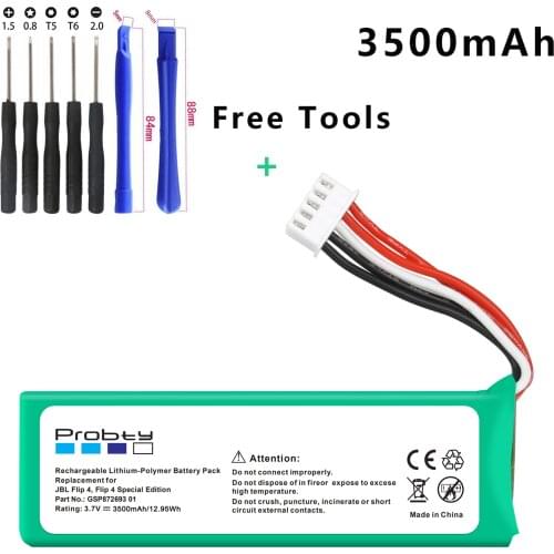3.7V 3500mAh Battery GSP872693 01 Rechargeable Battery Pack for JBL Speaker Flip 4, Flip 4 Special Edition