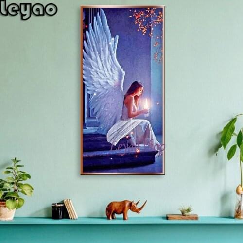 5D DIY Diamond Painting Angel Girl Full Round Drill Resin Wall Hanging Art Picture Kits Rhinestones Mosaic Handmade Craft Gift