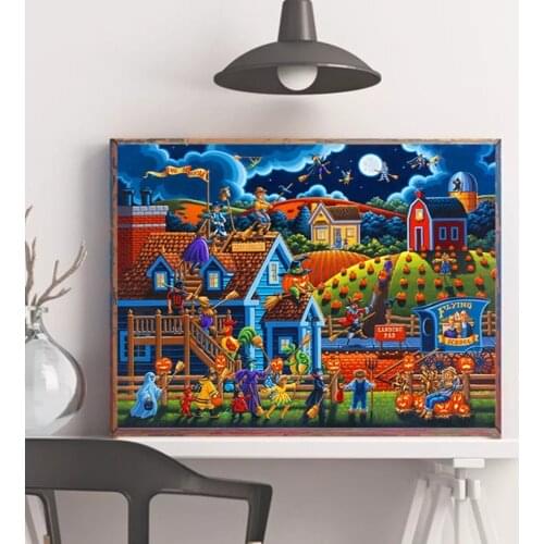 Diamond Painting Halloween House 5D DIY Art Full Drill Cross Stitch Kits Mosaic Rhinestones Picture Embroidery Gift For Children