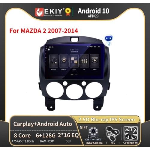 EKIY 9" IPS Android 9.0 2din DVD Autoradio For MAZDA 2 Demio Third Generation 2007-2014 Car Radio 4-Core Wifi Multimedia Player