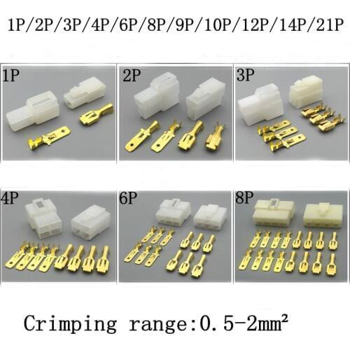 Automotive Connector Plug 6.3mm Connector 1P2P3P4P6P8P9P10P12P14P21P Hole Core Male and Female Butt Plug High Current