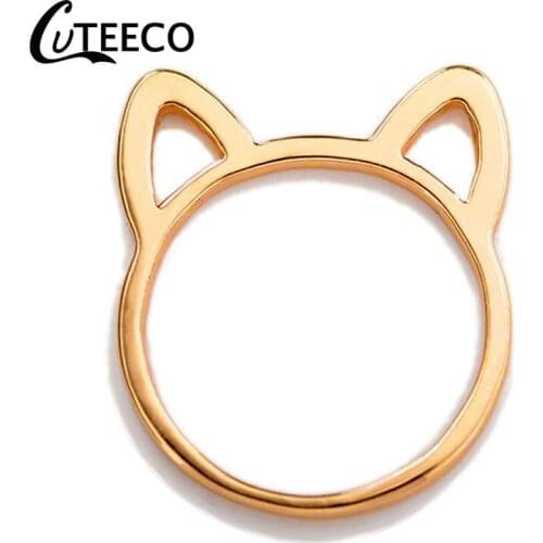 CUTEECO 2019 Simple Gold Color Cat Shaped Party Rings For Women Fashion Wedding Rings Femme Jewelry Anillos Mujer