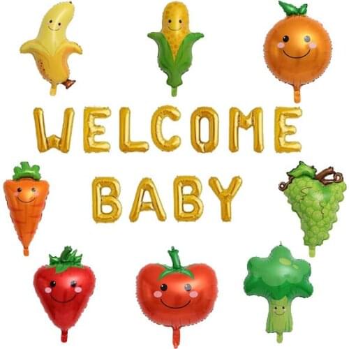 Welcome Baby Balloon Banner Decorations Kit Including 8 Pcs Fruit Balloons for Home Decoration Family Party Supplies