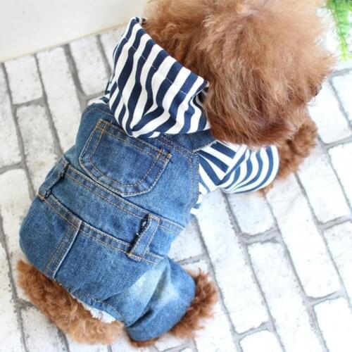 Puppy Denim Clothes Four-legged Conjoined Windproof Clothes Warm Pet Supplies for Spring Autumn Cowboy Coat Dog jumpsuit