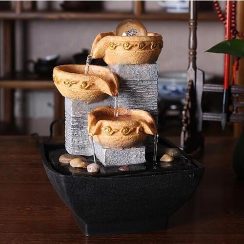 110/220V Resin Flowing Water Fountain Feng Shui Ornament Bonsai Figurines Decoration Craft Home Decor Wedding Gift Humidifier
