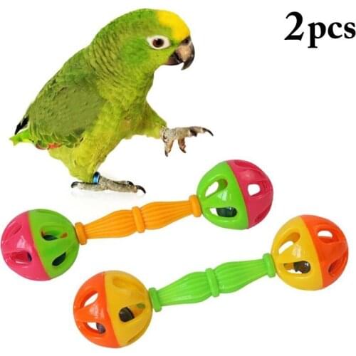 2PCS Parrot Toy Creative Rattle Bite Resistant Bird Bite Toy Parrot Chewing Toy Parrot Training Toy Double-head Bell Ball Toy