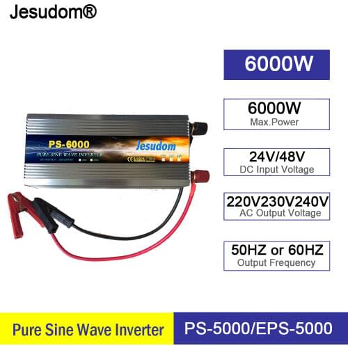 Pure Sine Wave Power Inverter 6000W DC24/48/60/72V to AC220/230/240V 50HZ60HZ Off Grid Inverter With Ac Charger UPS Function