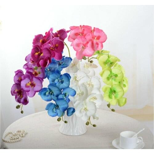1pc Plastic Fake Flower Artificial Butterfly White Orchid Flower Moth Phalaenopsis For Wedding Home Diy Decoration Fake Flowers