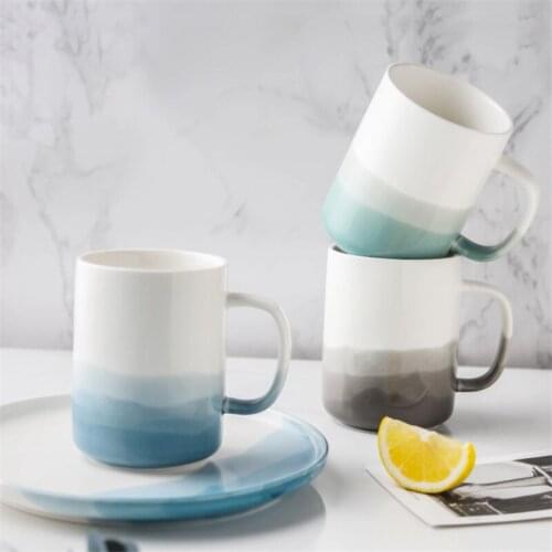 European Style Ceramic Breakfast Milk Mug Large Capacity Coffee Mug Porcelain Creative Gradient Office Teacup Drinkware Gift