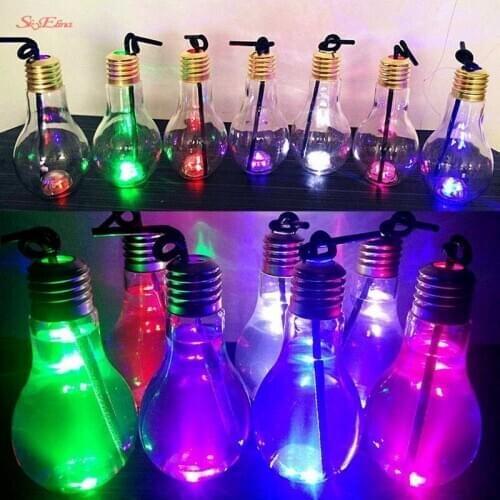 Creative Summer Colorful Bulb Water Bottle Fashion Cute Milk Juice Light Bulb Portable Bottles Leak-proof For Gift 5Z-SH930-934