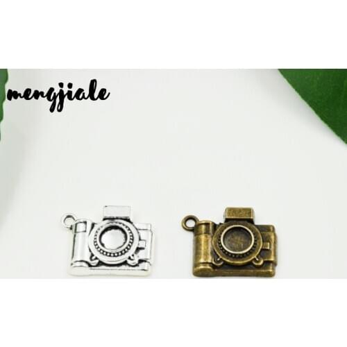 MENGJIALE 15pcs/lot Tibetan Two Color Fashion Camera Charms Pendants for Jewelry Making DIY Handmade Craft 17*22mm