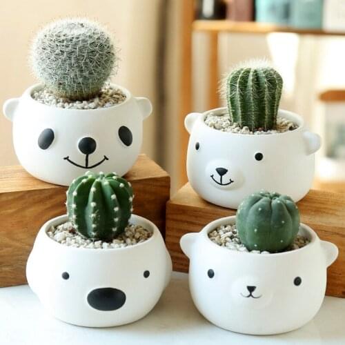 Cute Panda Ceramic Flowerpot Succulent Planter Balcony Garden Decor for Balcony Office Decoration Indoor Plant Pots