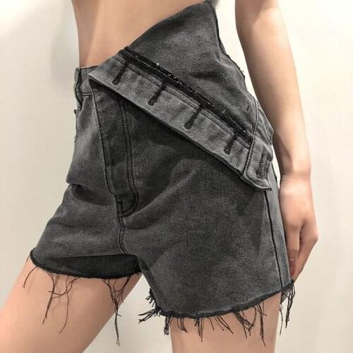 Bola Fashion 2021 New Summer Womens Wear High-Waist Embroidered Irregular Denim Shorts