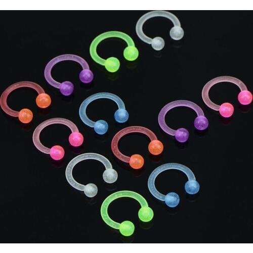 Modrsa 2Pcs Cheater Faux Nose Ring Acrylic Horseshoe Fake Nose Clip Labret Septum Piercing Helix WomenS Body Piercing Jewelry