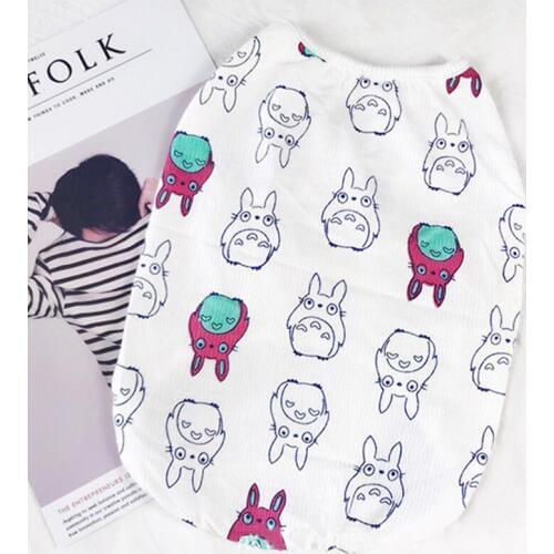 Cartoon Print Cotton French Bulldog Summer Cool Vest Pet Dog Clothes for Small Dogs Pets Clothing Pug Costume Yorkshire Apparel