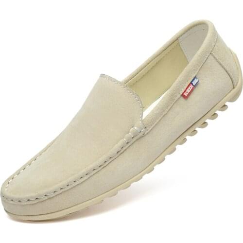 Mens Suede Leather Shoes Men Slip-Ons Loafers Cool Comfortable Male Casual Luxury Boat Shoes Man Driving Footwear Brand Sneaker