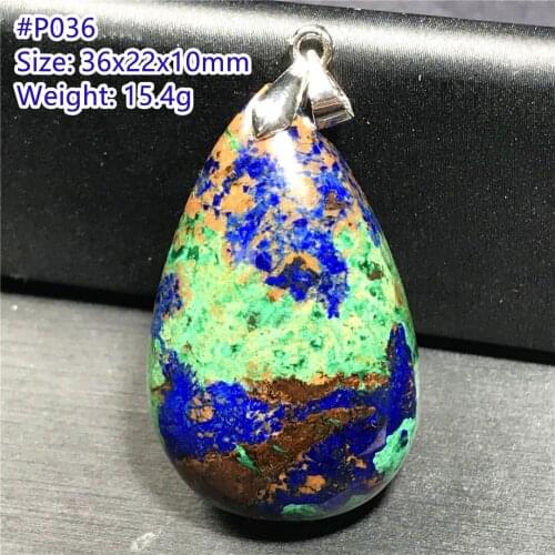 Natural Azulite Malachite Lapis Lazuli Pendant Jewelry For Women Men 31x21x7mm Beads Green Blue Healing Crystal 925 Silver Stone