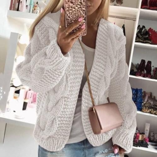 2020 New Autumn Winter Womens Loose Long Sleeve Korean Knit Sweater Cardigan Thick Winter Women Cardigans Sweater
