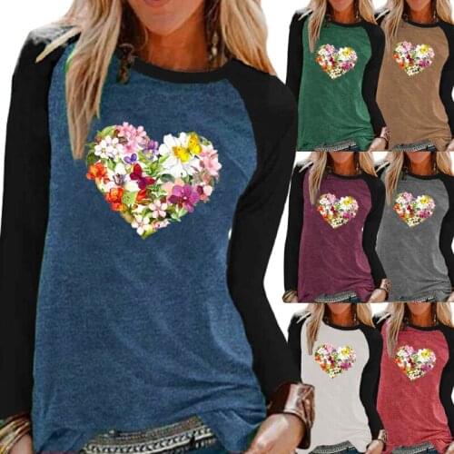 New Autumn and Winter Fashion Women Printing Graphic Tee Raglan Long Sleeve Round Neck Plus Size Loose Casual Shirt XS-5XL