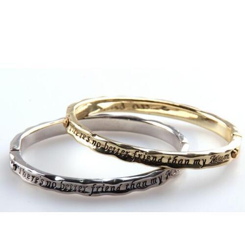 Wholesale word Letter bangle"theres no better friend than my mun"alloy Bracelet Bangle for mothers day gift