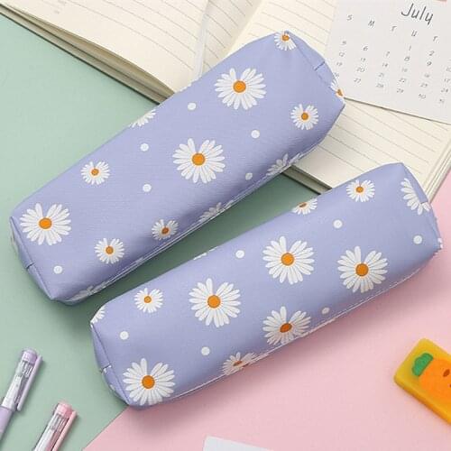 NEW Kawaii daisy Pencil Case transparent daisy candy color Gift School Pencil Box Pencil Bag School Supplies Stationery 1pc