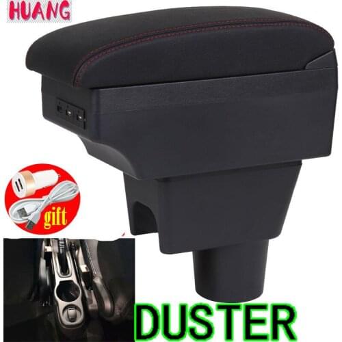 Armrest For Renault Dacia Duster Arm Rest Dual Layer Central Store Content Box USB Charging Car-styling Decoration Accessories