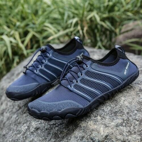 Plus Size Men Five Finger Aqua Shoes Swimming Surfing Beach Shoes Breathable Mesh Fabric Upstream Water Shoes Women Sneakers