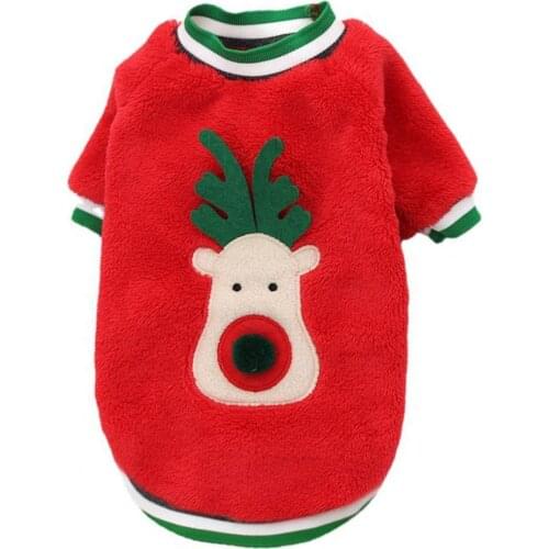 Puppy Christmas Coat Warm Comfortable Polyester Pet Dog Xmas Deer Face Costume Clothing Teddy Supplies Pet Christmas Clothing