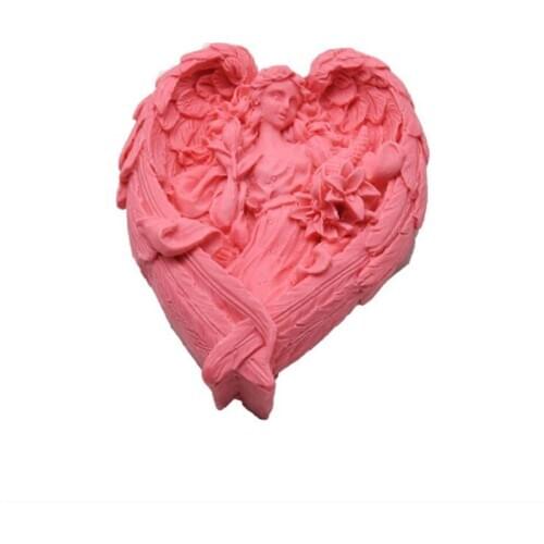 Angel Girl Heart Shape Silicone Soap Molds Fondant Cake Baking Molds Resin Crafts DIY Plaster Aromatherapy Mould Soap Crafts