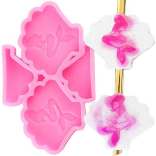 Mermaid Seashell Straw Topper Silicone Molds Fondant Cake Decorating Tools Keychains Epoxy Resin Mould Candy Chocolate Moulds