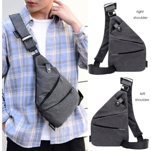 New Anti-Theft Men Messenger Bag Shoulder Bags Men Chest Pack Men Retro Trapezoid Sharp Black Crossbody Left Right Sling Bag