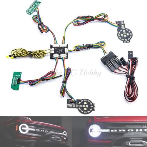 RC LED Light System Front & Rear Lamp Group for 1/10 1:10 RC Car Traxxas TRX4 Ford Bronco Front and Back Headlights L339