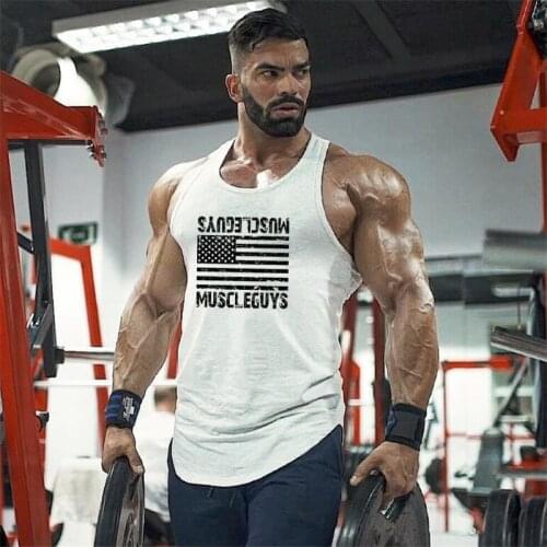 Muscleguys Brand Gyms Clothing Bodybuilding Stringer Tank Top Men Fitness Sleeveless Shirt Men Cotton Undershirt Workout Vest