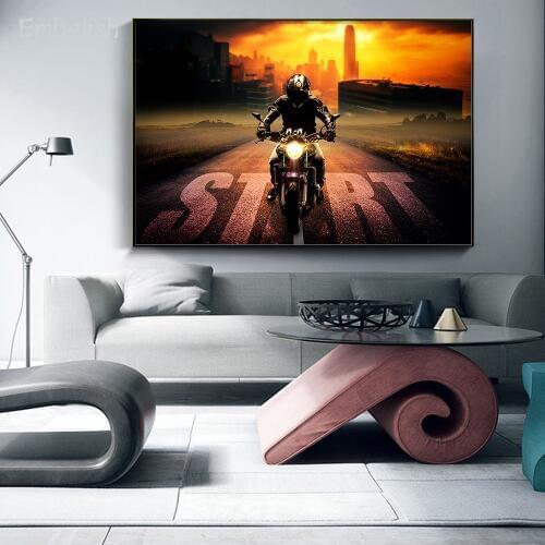 Embelish 1 Pieces Hot Selling Cool Motorcycle Race Sports Wall Posters For Living Room Home Decor HD Canvas Painting Pictures