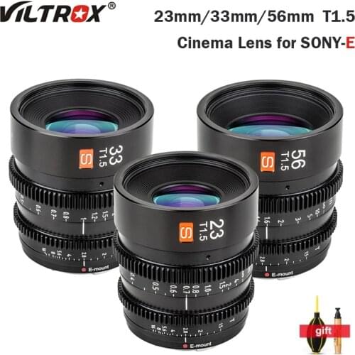 Viltrox 23mm 33mm 56mm T1.5 Cinema Lens Large Aperture Prime Cine Lens APS-C for Sony E Mount Cameras A6400 NEX-7 A6300