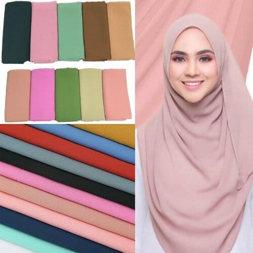 Women Plain Bubble Chiffon Scarf Hijab Wrap Printe Shawls Headband Muslim Scarves Solid Plain Colors 10pcs/lot