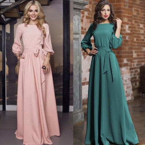 Vintage Tie Long Dress Women Lantern Sleeve Elegant Frenulum White Dress 2021 O Neck Boho Length Dress Vestidos De Fiesta Robes