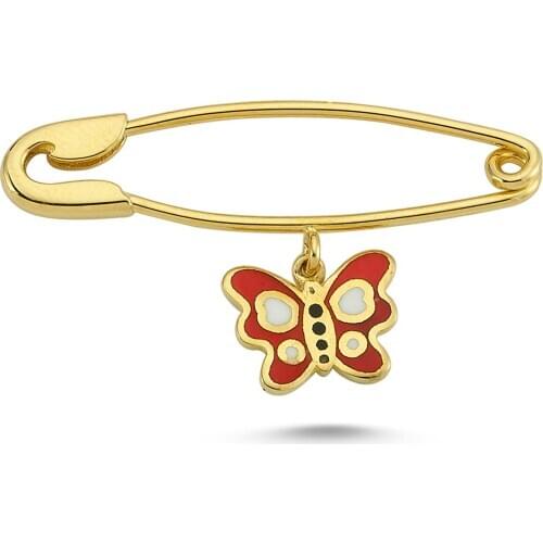 14K (585) Gold Enamel Safety Pin