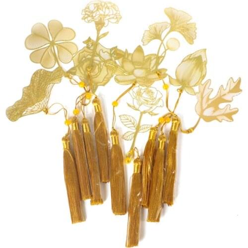 1pc Creative Leaves Bookmark Cute Pendant Tassel Metal Art Exquisite Book Mark Page Folder Office School Supplies Stationery