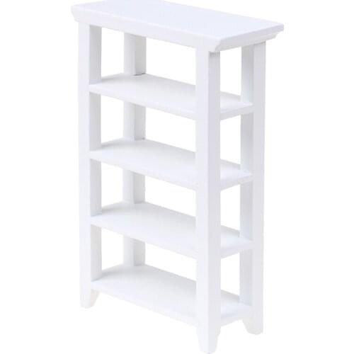 1Pc Shelf White 1/12 Dollhouse Miniature Furniture Wooden Study Accs for Dolls Bedroom Kids Children Pretend Play Toys