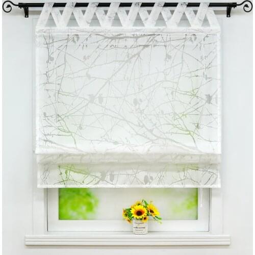 1PCS Roman Curtains Wintersweet Plant Printed Polyester Tulle Panel Drapes for Home Kitchen Decoration Pastoral New