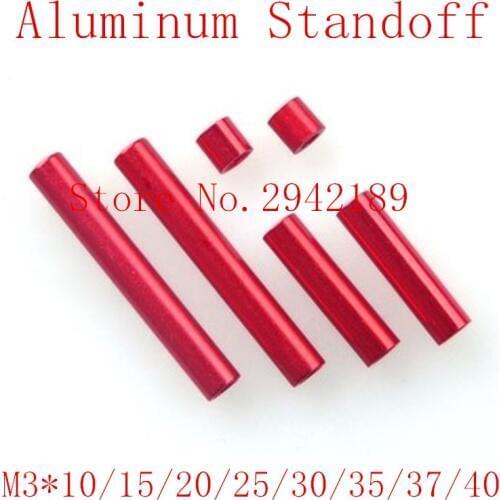 10pcs/lot m3*5/6/8/10/15/20/25/30/35/37/40/45/50 red aluminum round standoff spacer long nut