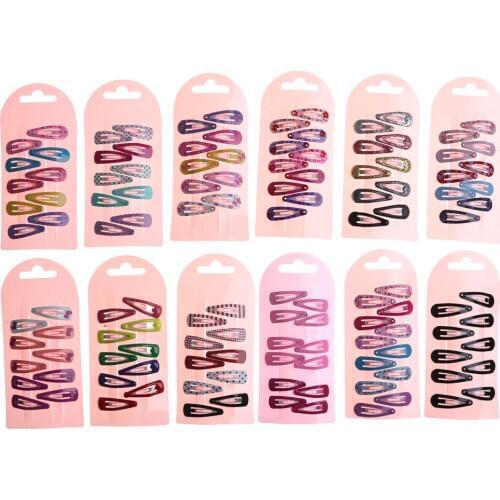10pcs Mini Small 3.5cm Printing Candy Color Cartoon Girls' Hair Grips BB Clips Kids Hairpin Accessories Cute Snap Hair Clip