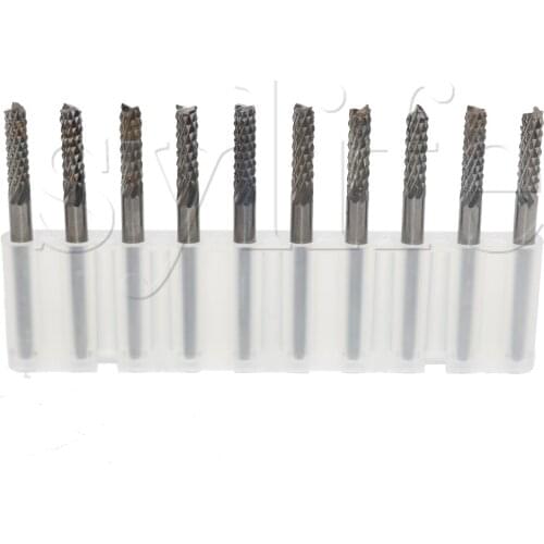 10x 3.175mm Carbide End Mill Engraving Bits CNC PCB Machinery 3.0mm Cutting Edge