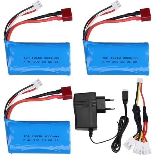 18650 7.4V 3000MAH lipo Battery 2s for Wltoys 12423/10428 /12429/12401/12402/12402A RC Car Spare Parts /charger 7.4V 2S battery