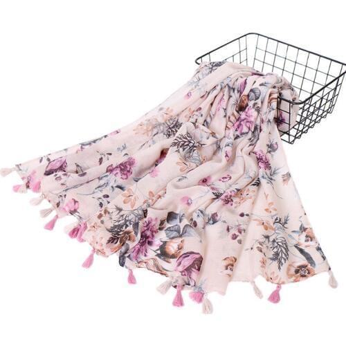 2020 Designer Brand Women Tassel Scarf Luxury Viscose Scarves For Lady Pashmina Bandana Polka Floral Print Shawls Foualrd Hijabs