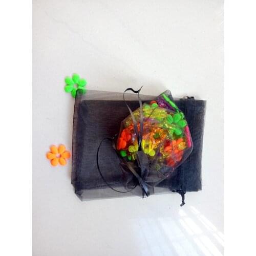 300pcs 7*9 black gift bags for jewelry/wedding/christmas/birthday Organza Bags with handles Packaging Yarn bag