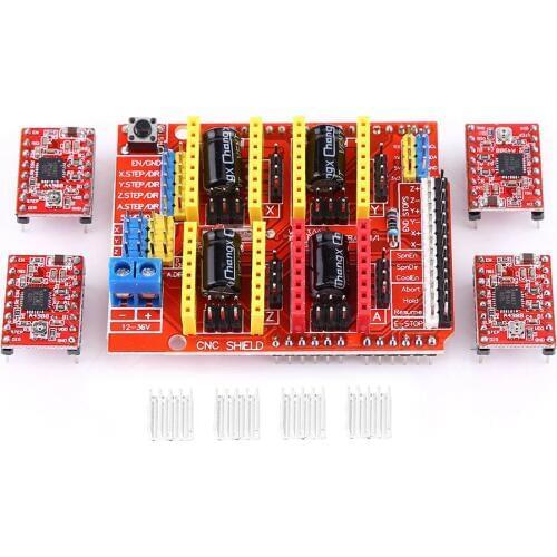 3D CNC Shield Board for UNO R3+4Pcs A4988 Stepper Motor Driver For Arduino 3D Printer CNC Shielding Plate Drop Shopping