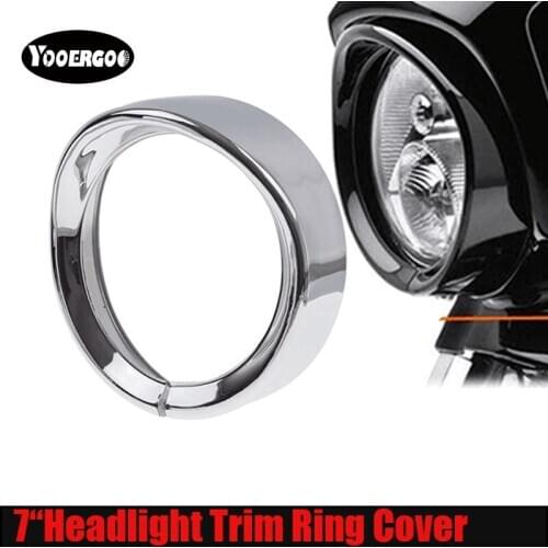 7inch black/Chrome Headlight Headlamp Trim Ring 4.5 inch Fog Light Trim Ring For Touring Road King Electra Glide